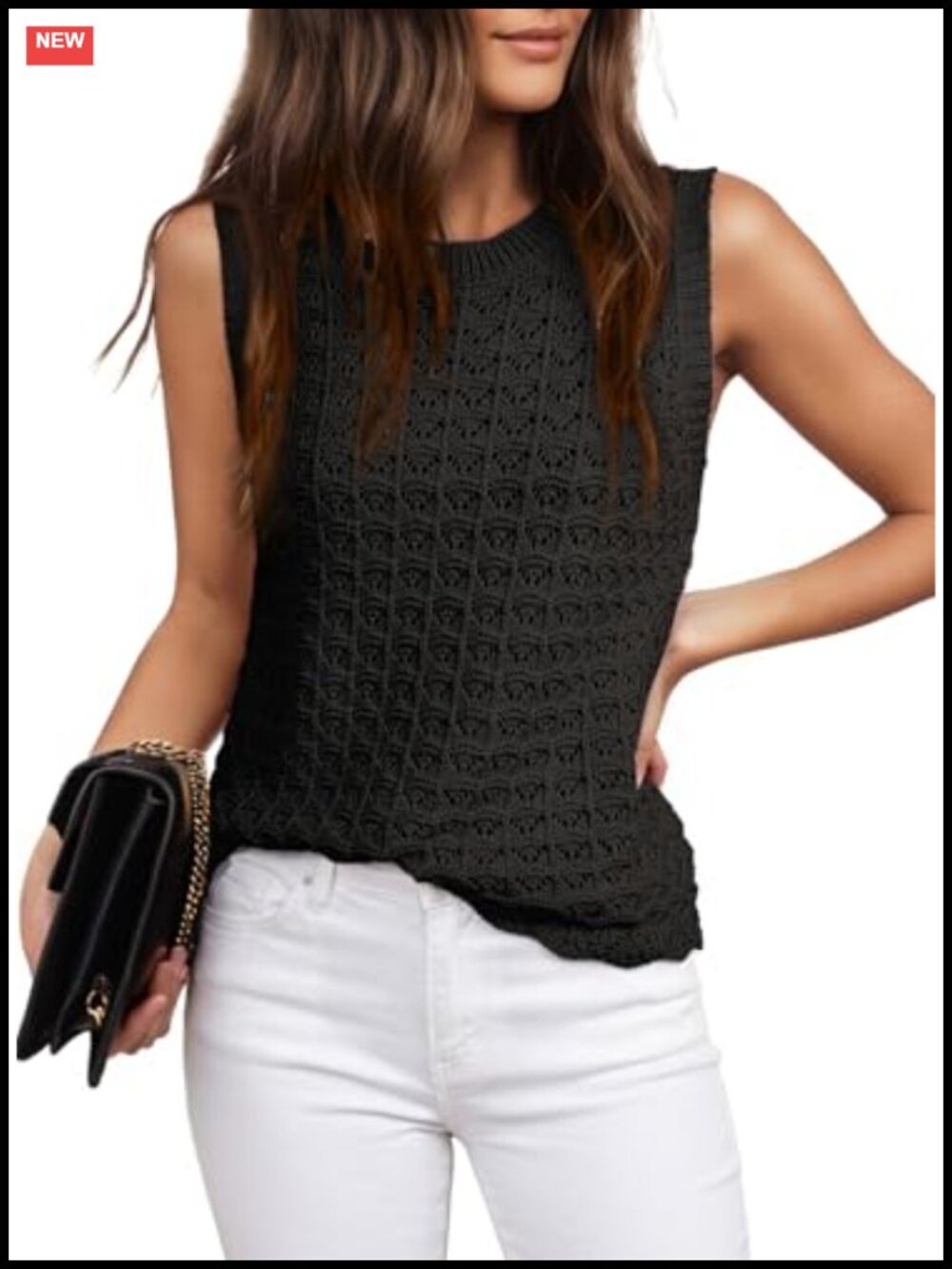Women's Crochet Sweater Tank Top Sleeveless Halter Knit Vest